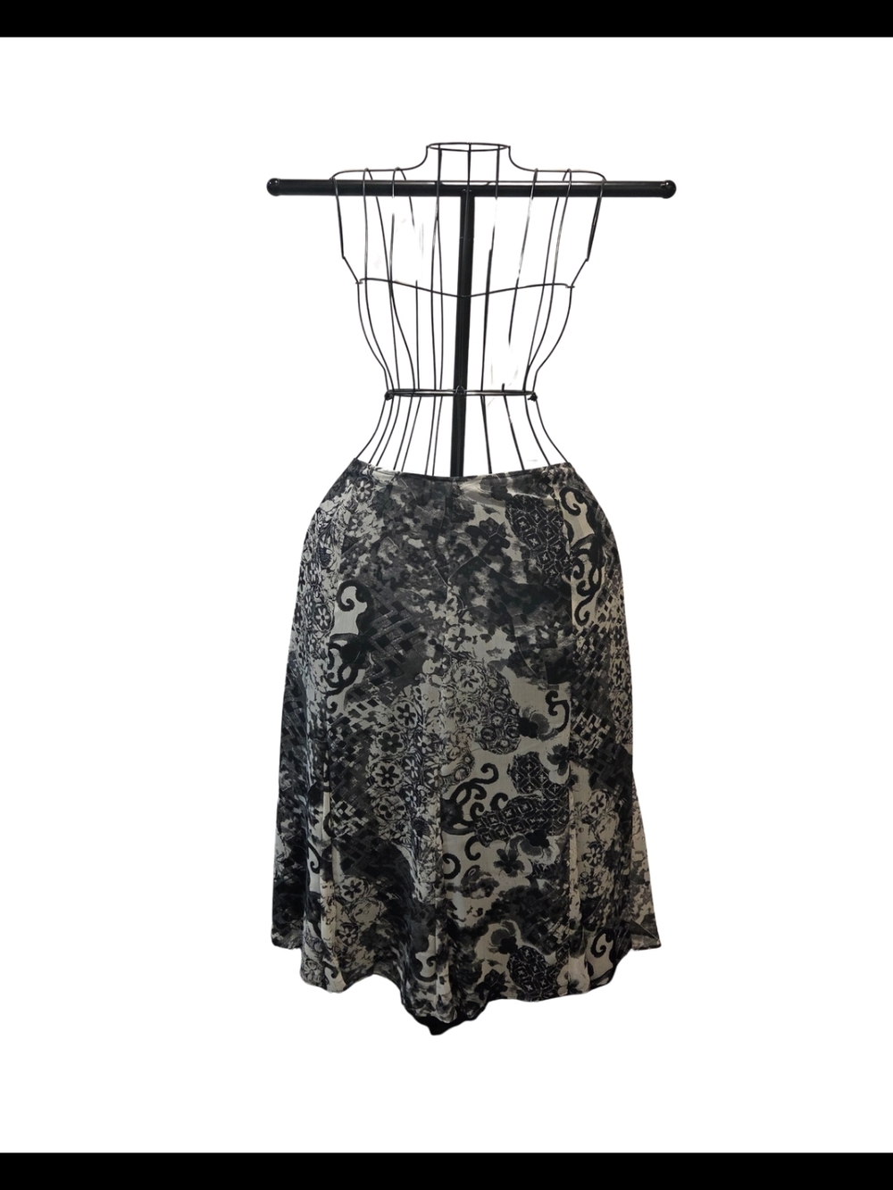 Rafaella Black & Gray Patterned A-Line Skirt